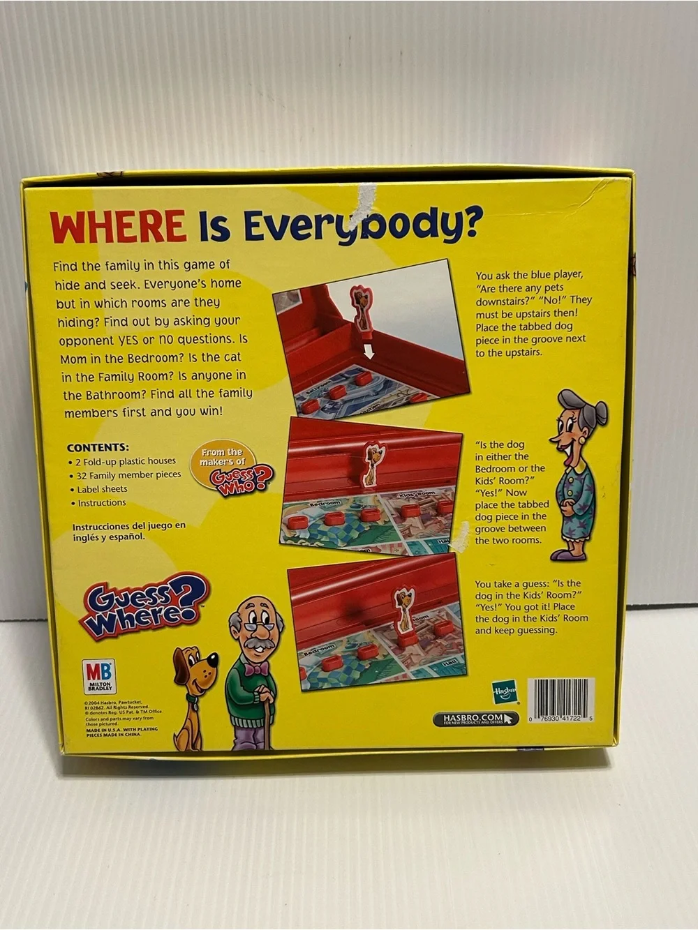 Guess Where? Board Game Fold-up Houses 6+ Milton Bradley (complete w/ flaws) USA